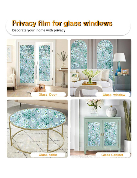 Película de Privacidad para Ventanas COUNTEWOL 44.5x200cm Daisy Rainbow