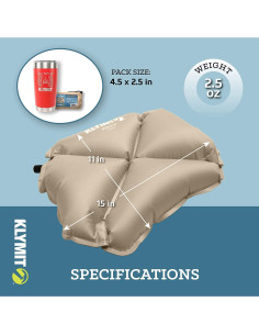 Almohada Inflable Klymit X Gris para Viaje y Camping 2