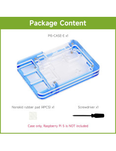 Carcasa Acrílica Transparente y Azul Waveshare para Raspberry Pi 5 2