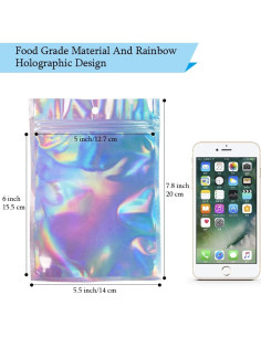 50 Bolsas Mylar Holográficas 14x20 cm Reutilizables HRX Package 2