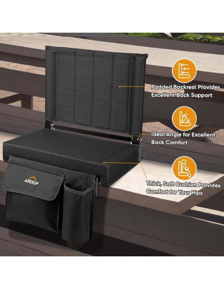 Asiento de Estadio APEXUP Plegable con Respaldo y Portavasos