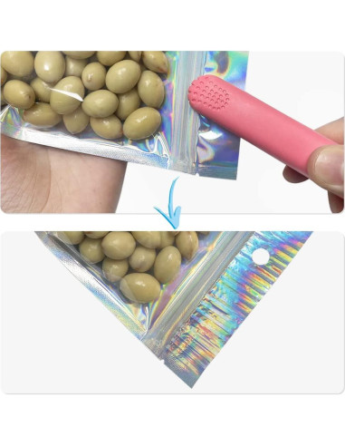50 Bolsas Mylar Holográficas 14x20 cm Reutilizables HRX Package