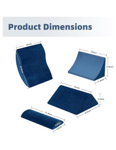 Juego de 4 Almohadas en Cuña Ortopédicas A2ZCOMFY Azul 2