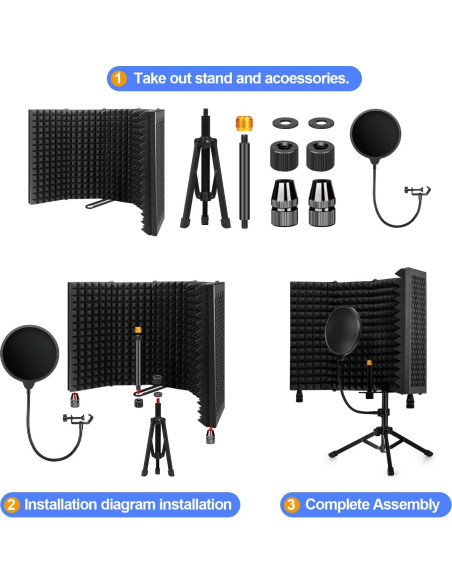 Escudo de Aislamiento de Micrófono Dmsky con Filtro Antipop Escudo de Aislamiento de Micrófono Dmsky con Filtro Antipop
