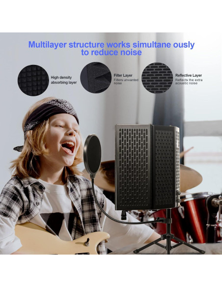 Escudo de Aislamiento de Micrófono Dmsky con Filtro Antipop Escudo de Aislamiento de Micrófono Dmsky con Filtro Antipop