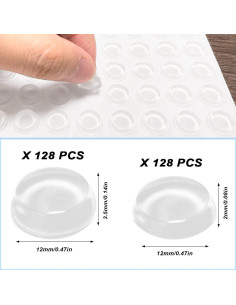 256 Almohadillas Adhesivas Transparentes Silicona 2 Tamaños 2