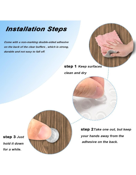 256 Almohadillas Adhesivas Transparentes Silicona 2 Tamaños