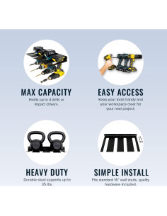 Estante de Almacenamiento para Taladros StoreYourBoard, Soporta 4 Taladros 2