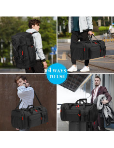 Bolsa de viaje grande Lyweem 70L negra con compartimento para zapatos 2