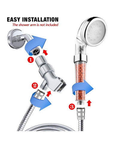 Cabezal de Ducha LED PRUGNA con Filtro y Manguera 150 cm