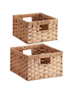 Cestas de Almacenamiento Rectangulares Lifewit 2 Piezas Madera Clara