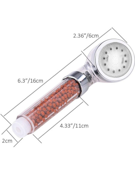 Cabezal de Ducha LED PRUGNA con Filtro y Manguera 150 cm