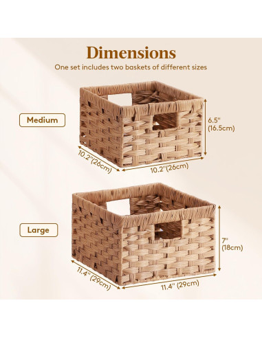 Cestas de Almacenamiento Rectangulares Lifewit 2 Piezas Madera Clara
