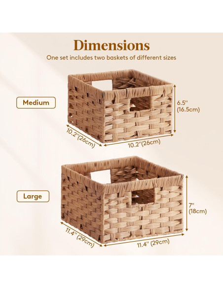 Cestas de Almacenamiento Rectangulares Lifewit 2 Piezas Madera Clara