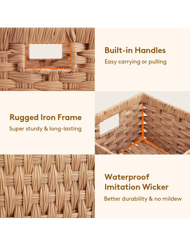 Cestas de Almacenamiento Rectangulares Lifewit 2 Piezas Madera Clara