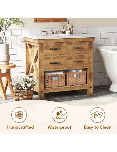 Cestas de Almacenamiento Rectangulares Lifewit 2 Piezas Madera Clara