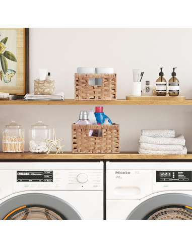 Cestas de Almacenamiento Rectangulares Lifewit 2 Piezas Madera Clara