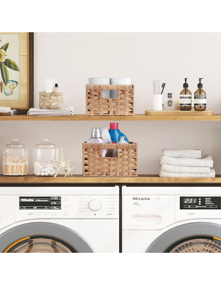 Cestas de Almacenamiento Rectangulares Lifewit 2 Piezas Madera Clara