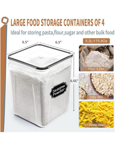 Contenedores de Almacenamiento Hermético PRAKI 5.2L 4pcs BPA Free