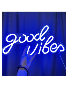 Letrero de Neón Buenas Vibras LED 40x24cm USB Azul