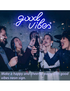 Letrero de Neón Buenas Vibras LED 40x24cm USB Azul 2