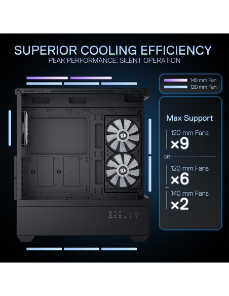 Caja de PC Redragon CA606 ATX con 3 Ventiladores 120mm