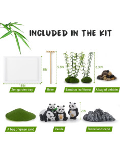 Jardín Zen Mini Panda Melonva 28x20 cm Decoración Relax 2