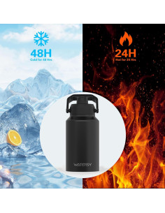 Botella de Agua Aislada WATERSY 2.57L Negra, a Prueba de Fugas 2