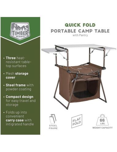Mesa de Cocina Plegable Timber Ridge Aluminio 106.7x85.1cm