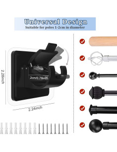 Soportes Adhesivos para Varillas de Cortina Codoule 2PCS 2