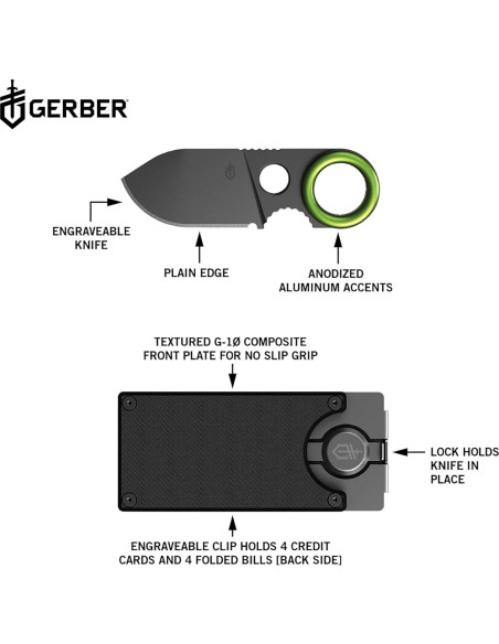 Cuchillo de bolsillo Gerber GDC con clip de dinero 4.45 cm