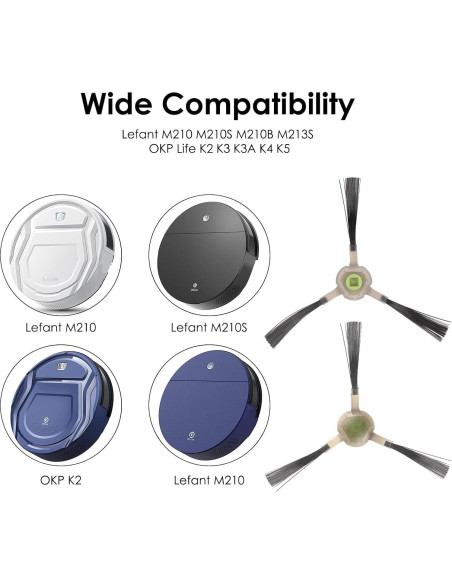 10 Cepillos Laterales BRUVISH para Aspiradoras Lefant y OKP