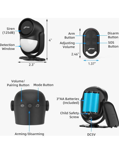 Alarma de Movimiento CPVAN 125dB con Control Remoto 100m