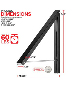 Perchero Plegable Montado en Pared Stock Your Home Negro 27.2kg 2