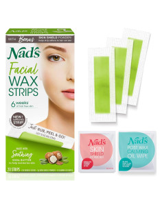 Cintas de Cera Facial Nad's - Hipoalergénicas - 20 Cintas