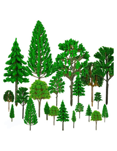 Suartus 40pcs Árboles Miniatura para Modelos de Tren 3-16 cm