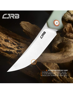 Cuchillo Plegable CJRB Gobi J1906 Verde Natural EDC 22.86 cm 2