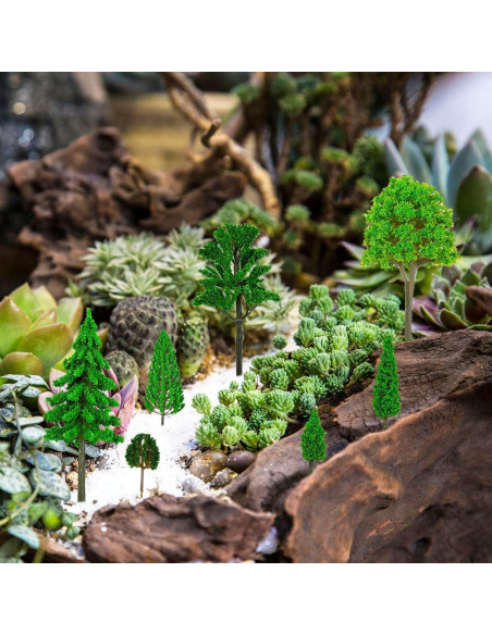 Suartus 40pcs Árboles Miniatura para Modelos de Tren 3-16 cm