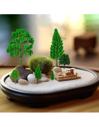 Suartus 40pcs Árboles Miniatura para Modelos de Tren 3-16 cm