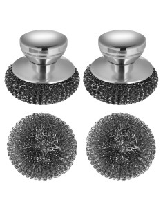Estropajos de Acero Inoxidable Onewly 2 Pack con Mango Ergonómico