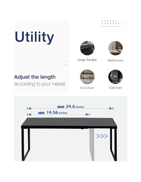 Estante Expandible de Gabinete Nxconsu Negro 21x36.9-62.5 cm