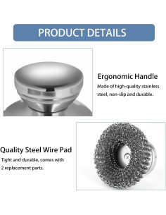 Estropajos de Acero Inoxidable Onewly 2 Pack con Mango Ergonómico 2
