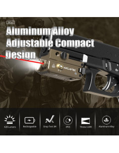 Linterna Táctica AUCLAYTEC con Láser Rojo 420 Lúmenes 2