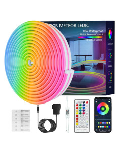 Tira LED de Neón 5m HRDJ, IP67, Control Remoto, Sincronización Música