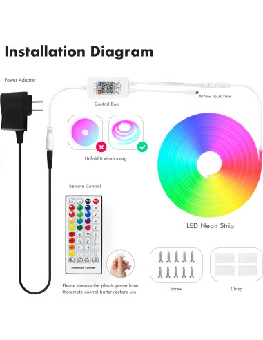 Tira LED de Neón 5m HRDJ, IP67, Control Remoto, Sincronización Música