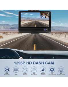 Cámara de tablero TeqHome 3 canales 1296P HD con WDR 2