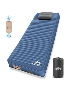 Colchoneta Autoinflable AKUDY 4" Espuma Viscoelástica Azul