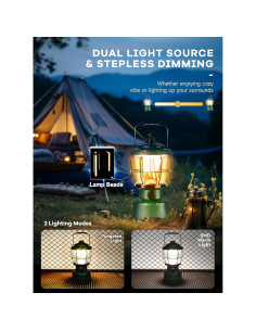 Linterna de Camping LED Drfx 2500LM Recargable Verde Bosque 2