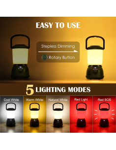 Linterna de Camping LED Recargable SAMUUN 5200mAh IPX5 Verde 2