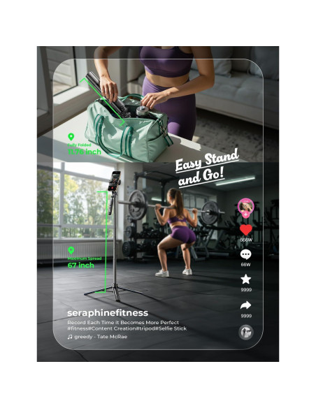 Trípode Selfie LISEN 67" con Control Remoto para iPhone y Samsung